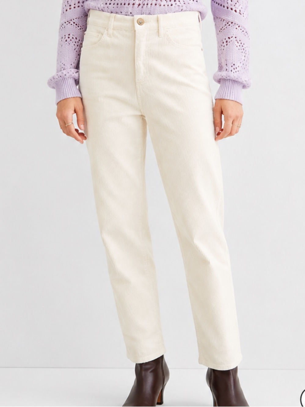 LOFT Cream Straight Corduroy Pants